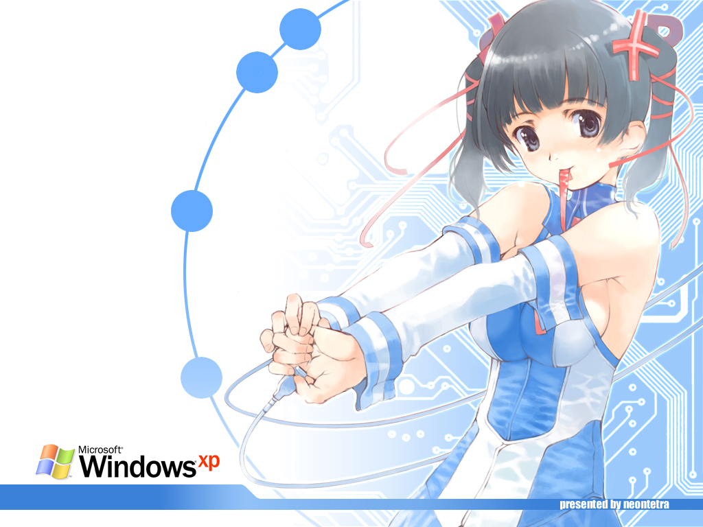 circuit_board mouth_hold os-tan ribbon twintails wallpaper xp-tan