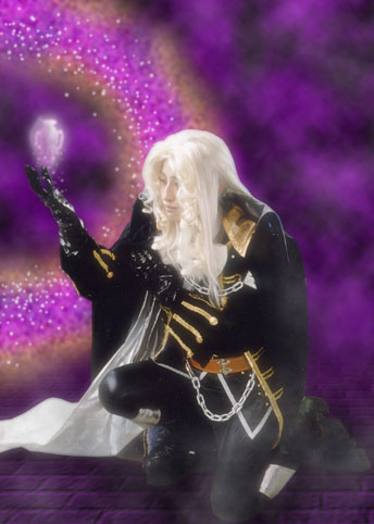 1boy alucard alucard_(castlevania) cape castlevania castlevania:_symphony_of_the_night chains cosplay cravat gloves long_hair lowres male_focus photo photoshop solo white_hair