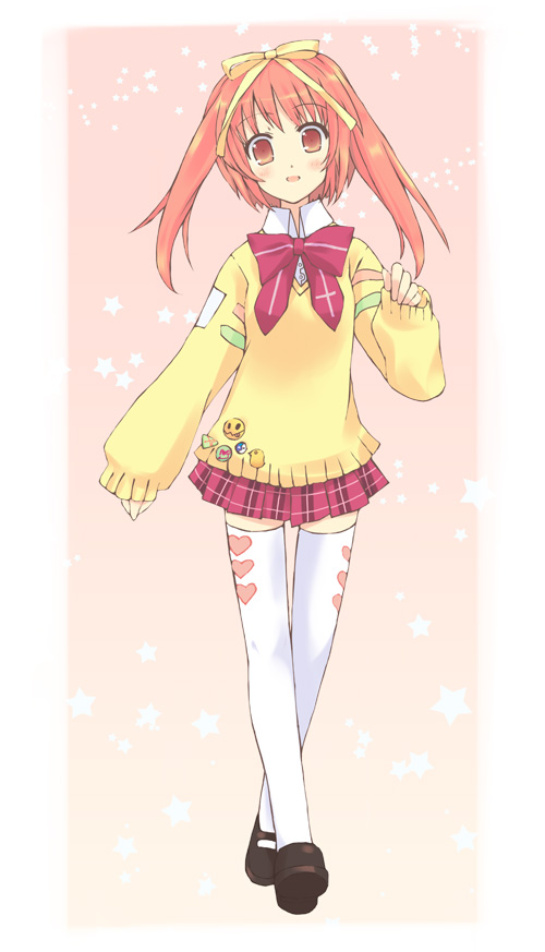 akihime_sumomo mizuki_makoto nanatsuiro_drops school_uniform serafuku sweater thigh-highs