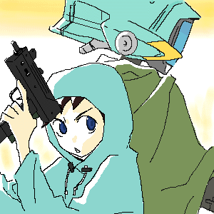 00s canti flcl gun lowres machine_pistol nandaba_naota oekaki weapon