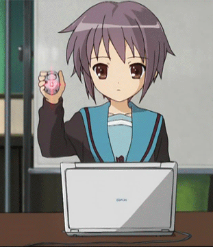 1girl animated animated_gif computer computer_mouse laptop lowres nagato_yuki school_uniform screencap solo suzumiya_haruhi_no_yuuutsu