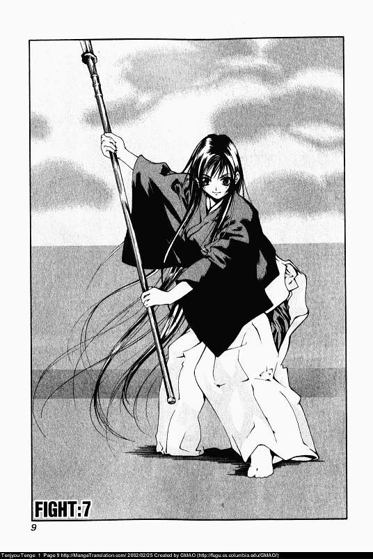 cover cover_page fighting_stance japanese_clothes long_hair monochrome naginata natsume_aya oogure_ito polearm scan smile socks tenjou_tenge very_long_hair watermark weapon
