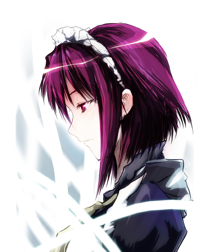 maid purple_hair puyo red_eyes shakugan_no_shana short_hair sketch wilhelmina_carmel