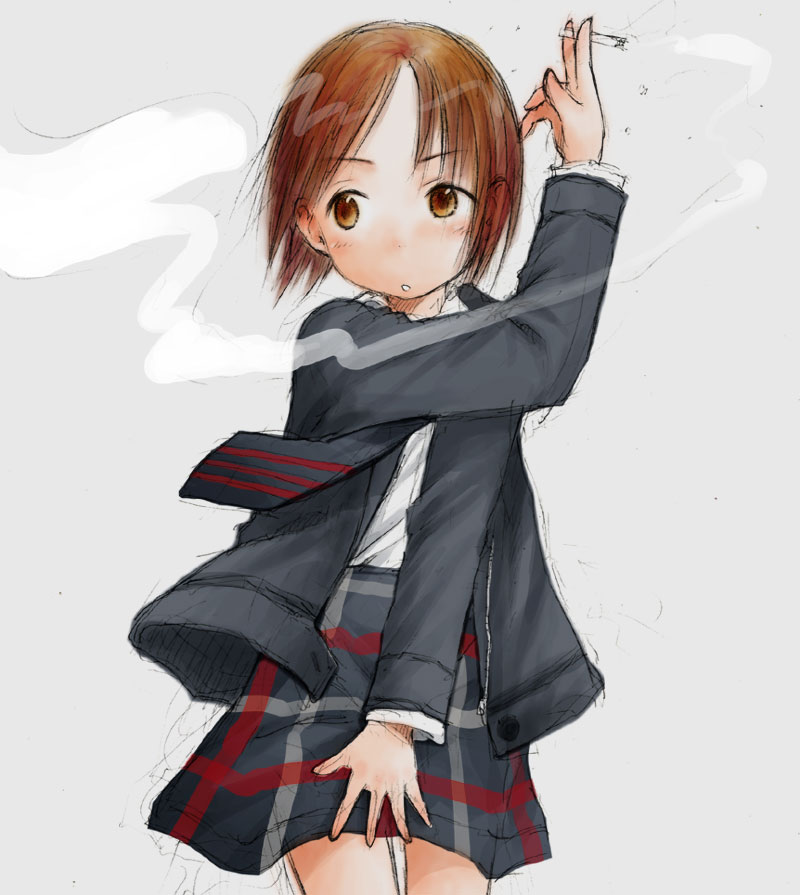 barasui cigarette ichigo_mashimaro itou_nobue school_uniform serafuku sketch smoking uniform