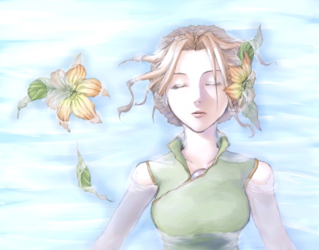 closed_eyes legend_of_mana sandra seiken_densetsu sleeping water