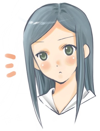 00s 1girl blush expressionless face green_eyes green_hair kuga_natsuki lowres my-hime short_hair sidelocks simple_background solo white_background