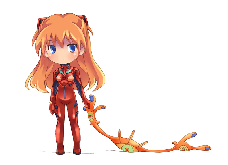 1girl blue_eyes blush chibi long_hair neon_genesis_evangelion orange_hair plugsuit shikinami_asuka_langley solo souryuu_asuka_langley