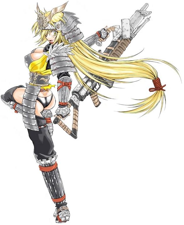blond grenadier machine_gun manga rushuna_tendo samurai_armour