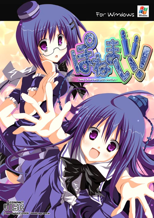 2girls :d blue_hair bow dress final_fantasy gradient gradient_background happy hat long_hair multiple_girls open_mouth outstretched_hand pink_background potion-tan purple_dress ribbon short_hair smile utsurogi_angu violet_eyes yellow_background