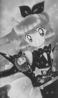 1girl 90s elbow_gloves gloves haneoka_meimi kaitou_saint_tail lowres magical_girl monochrome official_art ruby_(kaitou_saint_tail) saint_tail tachikawa_megumi