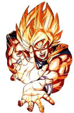 1boy dragon_ball dragonball_z kamehameha lowres male_focus official_art solo son_gokuu super_saiyan toriyama_akira