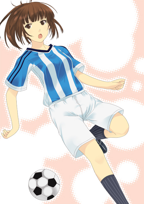 1girl argentina ball jersey kimi_kiss mizuki_makoto raglan_sleeves sakino_asuka soccer soccer_ball solo sport telstar