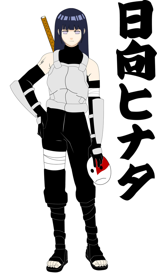 1girl anbu arm_guards armor behind_back black_hair breastplate frown holding hyuuga_hinata long_hair looking_at_viewer mask mazingerx naruto sandals serious simple_background solo sword toenails violet_eyes weapon white_background