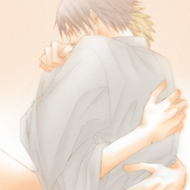 2boys artist_request blonde_hair hug lowres male_focus multiple_boys naruto uchiha_sasuke uzumaki_naruto yaoi