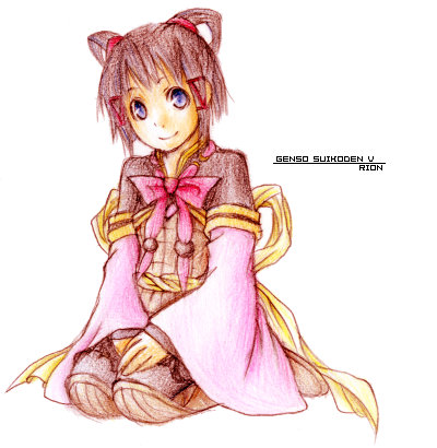 1girl bow character_name copyright_name gensou_suikoden gensou_suikoden_v lowres lyon pink_bow solo