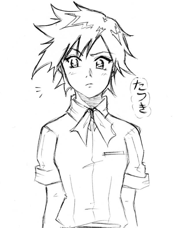 1girl arisawa_tatsuki bleach monochrome school_uniform serafuku short_hair sketch solo tomboy translated