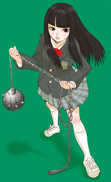 black_hair gogo gogo_yubari inuburo kill_bill killbill legs lips long_hair school_uniform serafuku skirt