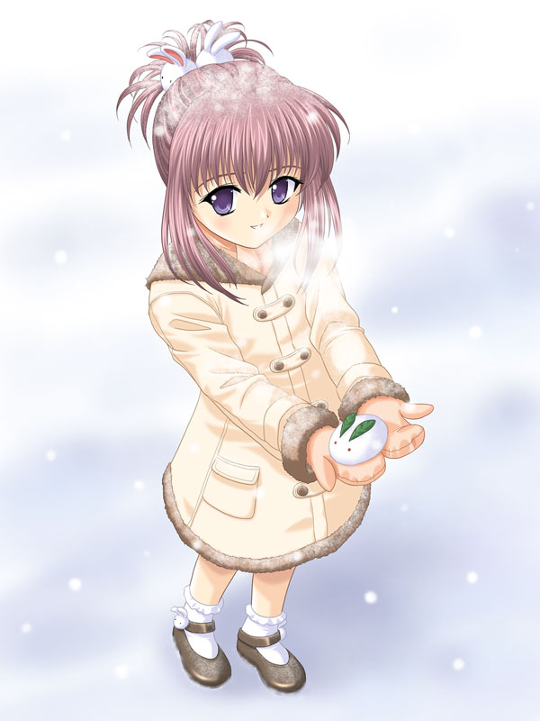 00s chikage_(sister_princess) masakichi_(crossroad) purple_hair sister_princess snow snow_bunny snowing yuki_usagi