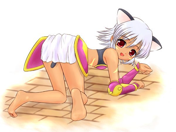 .hack// .hack//tasogare_no_udewa_densetsu 00s 1girl animal_ears bandai barefoot black_rose_(.hack//) cat_ears cyber_connect_2 feet hack katsuragi_niya kunisaki_rena soles solo toes