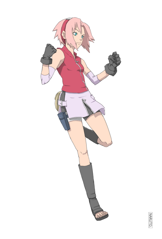 1girl alternate_eye_color arm_warmers bag bandage bare_shoulders bike_shorts black_boots black_gloves blue_eyes boots breasts expressionless gloves hands_up haruno_sakura headdress holster knee_boots looking_to_the_side miniskirt naruto naruto_shippuuden open_toe_shoes pink_hair pink_skirt red_shirt shirt shoes short_hair shorts shorts_under_skirt side_slit simple_background skirt sleeveless sleeveless_shirt small_breasts solo spandex thigh_holster thigh_strap white_background yupii zipper