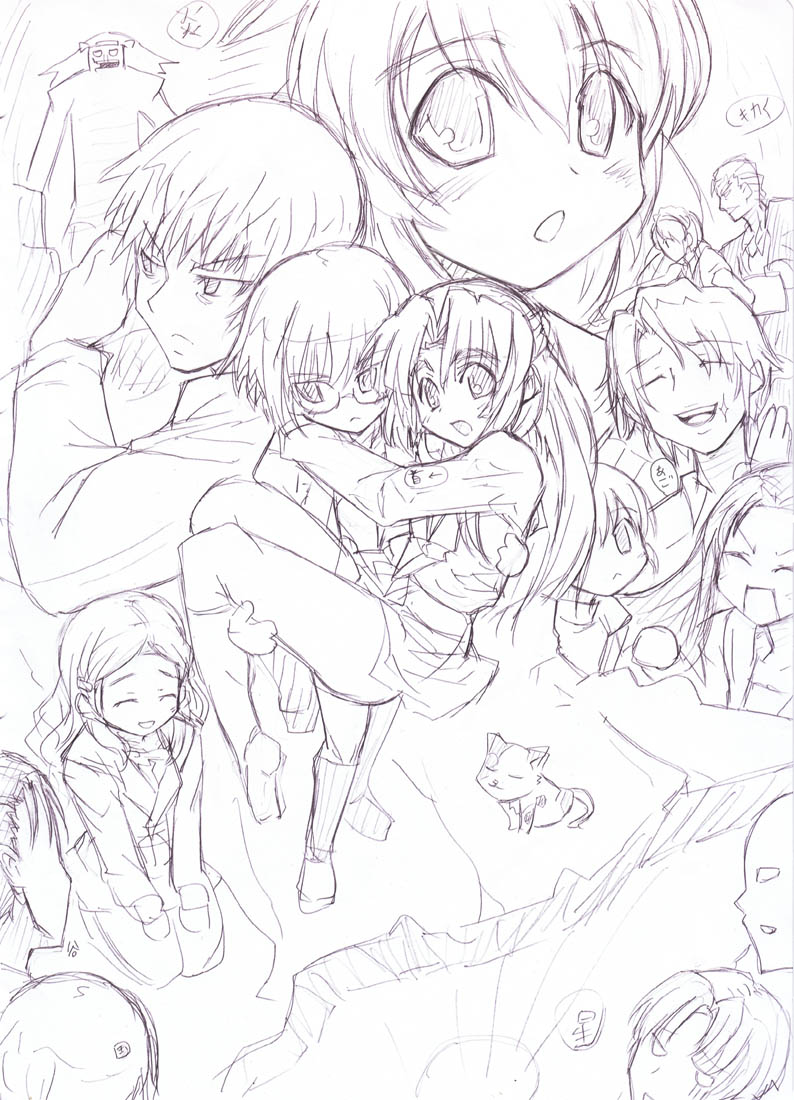 6+boys 6+girls arakawa asahina_mikuru asakura_ryouko celestial_(suzumiya_haruhi) computer_club_president kimidori_emiri koizumi_itsuki kunikida kyon kyon_no_imouto monochrome mori_sonou multiple_boys multiple_girls nagato_yuki school_uniform serafuku shamisen_(suzumiya_haruhi) sketch suzumiya_haruhi_no_yuuutsu tamaru_keiichi tamaru_yutaka taniguchi tokyo_(great_akuta) tsuruya