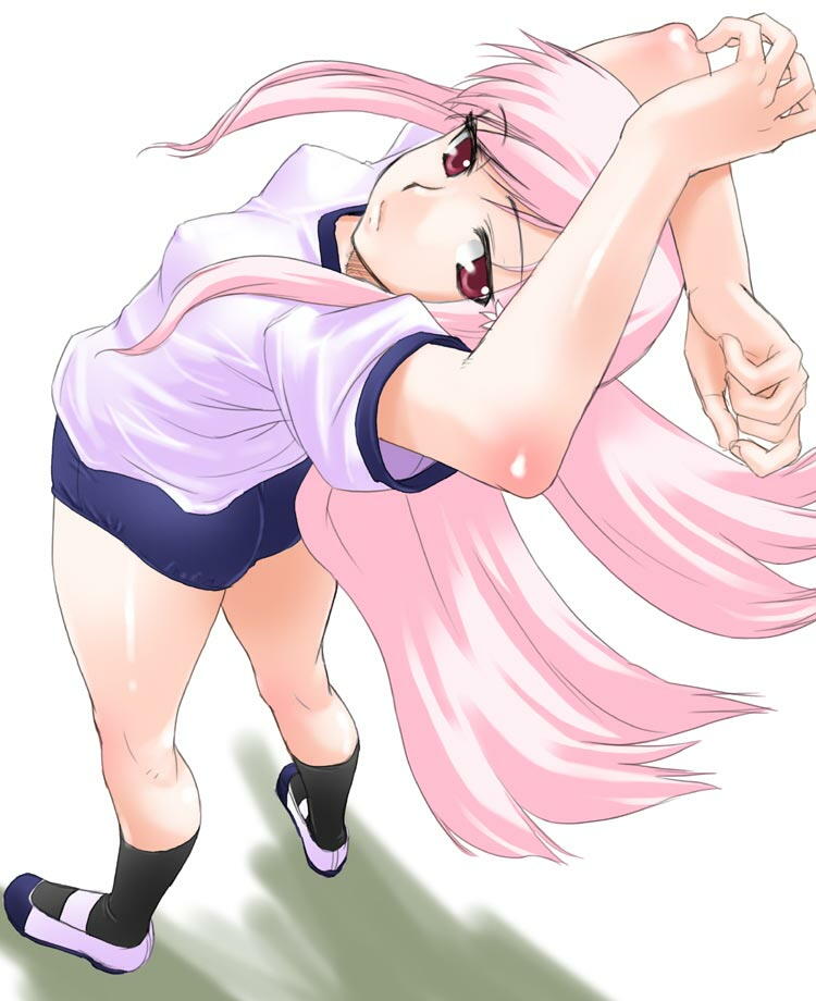 ass gym_uniform long_hair lucy_maria_misora pink_hair red_eyes to_heart_2