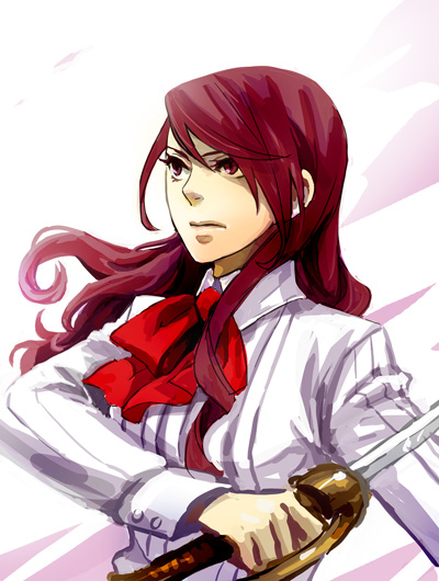 1girl atlus karakuri_chouchou kirijou_mitsuru koaki long_hair persona persona_3 redhead school_uniform solo sword weapon