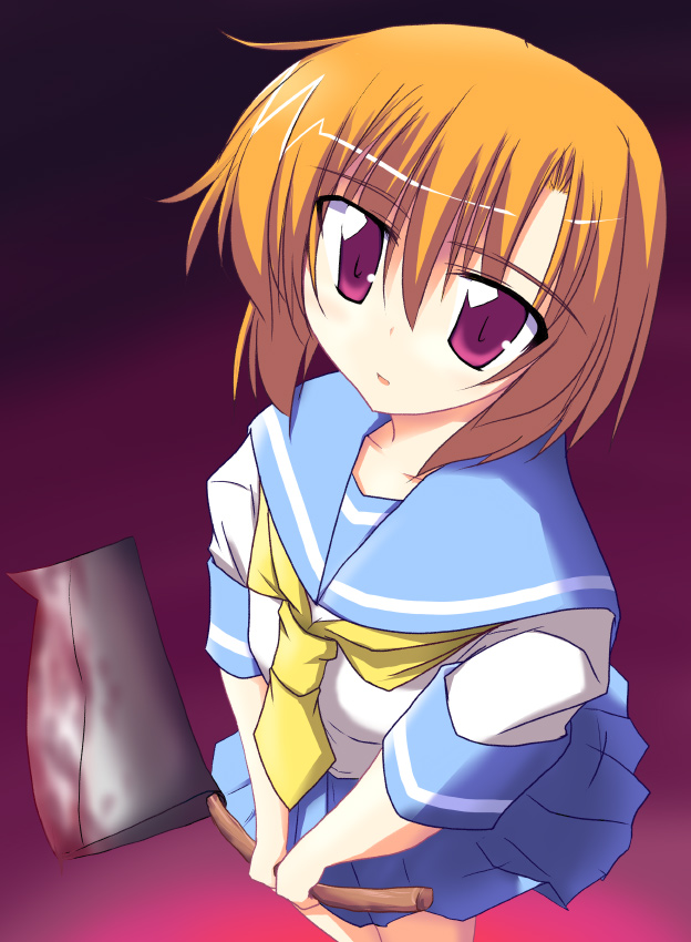 1girl billhook crazy_eyes hatchet higurashi_no_naku_koro_ni kugui_kiyunemu ryuuguu_rena solo