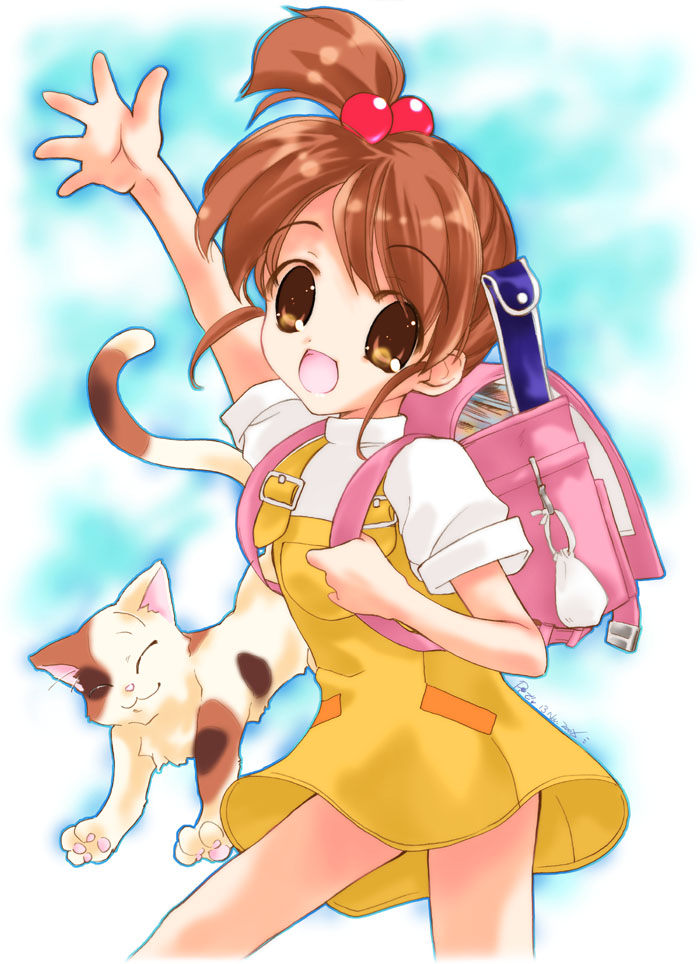 1girl backpack bag cat instrument kyon_no_imouto nyanmilla ponytail shamisen_(suzumiya_haruhi) side_ponytail solo suzumiya_haruhi_no_yuuutsu