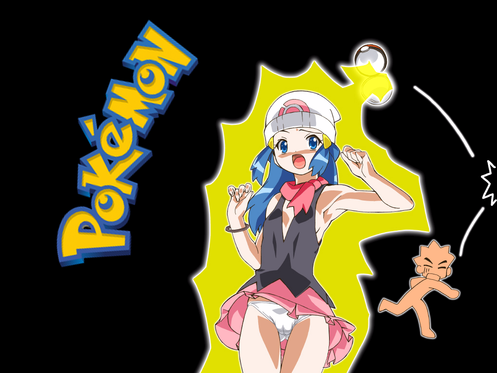 1024x768 hikari_(pokemon) nintendo poke_ball pokemon wallpaper