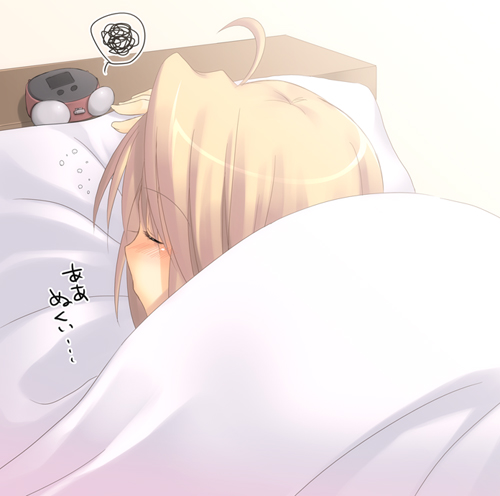 00s alarm_clock arcueid_brunestud bed blonde_hair clock closed_eyes hazuki_(etcxetc) lowres sleeping tsukihime