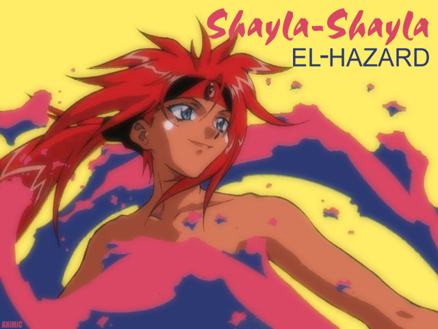 1girl 90s character_name copyright_name el_hazard fire green_eyes nude ponytail redhead shayla-shayla solo