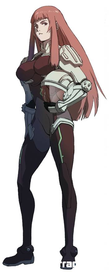 00s 1girl bangs blunt_bangs bodysuit breasts elbow_pads headwear_removed helmet helmet_removed holding ken_marinaris large_breasts long_hair long_image looking_at_viewer masao_tsubasa official_art pilot_suit pink_hair profile redhead shoulder_pads sidelocks simple_background solo standing tall_image transparent turtleneck visor watermark white_background zone_of_the_enders zone_of_the_enders_2