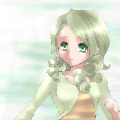 00s blonde_hair cardigan curly_hair green_eyes kanaria long_hair lowres oekaki rozen_maiden sweater