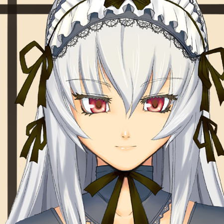 00s bow frills headdress jingai_modoki lowres red_eyes rozen_maiden suigintou white_hair