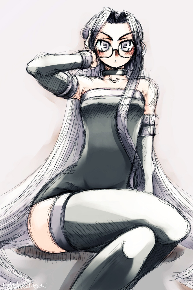 fate/stay_night fate_(series) glasses legs_crossed long_hair mike156 rider sitting very_long_hair
