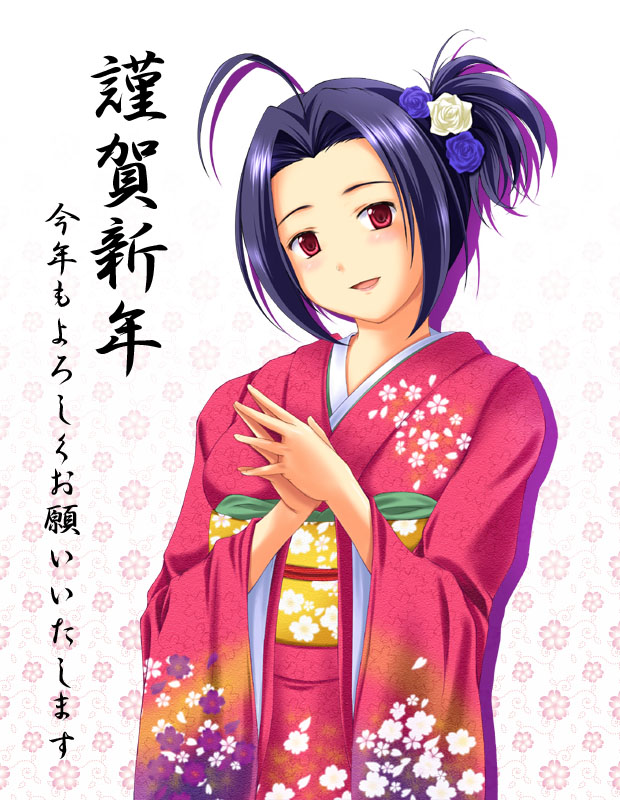 idolmaster japanese_clothes kimono miura_azusa new_year nishi_(count2.4)