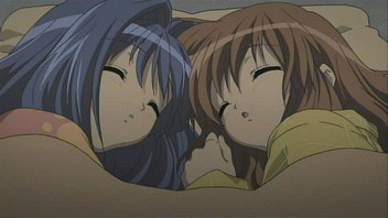 animated animated_gif closed_eyes kanon lowres minase_nayuki screencap sleeping tsukimiya_ayu