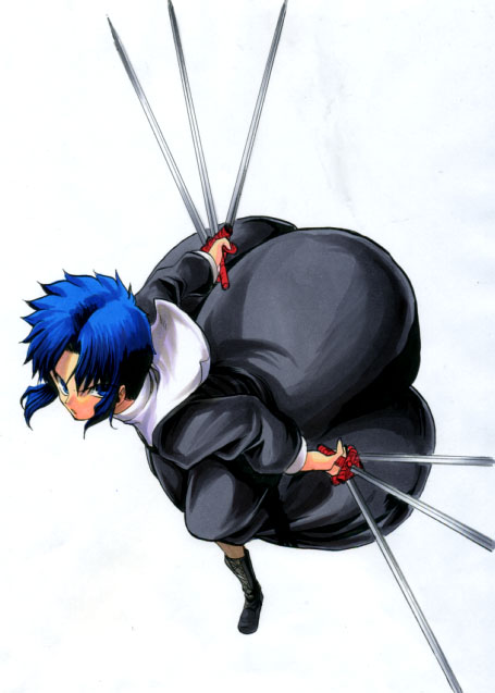 00s black_keys blue_eyes blue_hair ciel short_hair sword tapo tsukihime weapon
