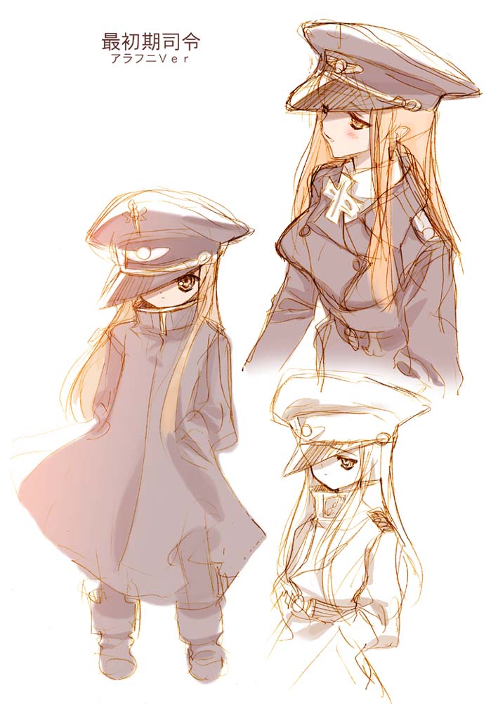 blonde_hair hat iron_cross military military_uniform nazi peaked_cap sketch uniform world_war_ii