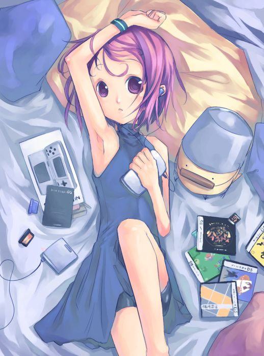 1girl game_boy game_boy_advance game_boy_advance_sp handheld_game_console nintendo_ds playing_games solo video_game