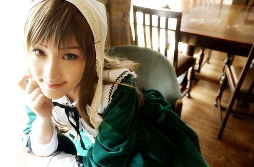 asian cosplay lowres maid photo rozen_maiden skirt solo suiseiseki
