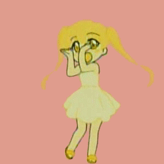 1girl animated animated_gif blonde_hair child dancing dress lowres pani_poni_dash! rebecca_miyamoto simple_background solo twintails