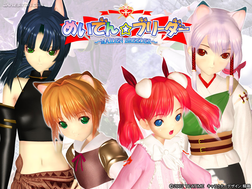 3d 4girls :d age_difference animal_ears armlet armor bangs bare_shoulders belt bike_shorts black_gloves blue_eyes blue_hair bow cat_ears child copyright_name crop_top dated dress elbow_gloves expressionless flat_chest floating_hair forte_(maiden_breeder) frills game_cg gloves green_eyes hair_intakes hair_ribbon hair_tubes halter_top halterneck hand_on_hip japanese_clothes jewelry kaguya_(maiden_breeder) light_smile lolita_fashion long_hair long_sleeves looking_at_viewer maiden_breeder midriff multiple_girls necklace obi official_art open_mouth orange_hair parted_bangs pauldrons pink_dress rabbit_ears red_eyes redhead ribbon sakura_(maiden_breeder) sarong sash short_hair short_twintails sidelocks silve_(maiden_breeder) silver_hair smile standing turtleneck twintails upper_body wa_lolita wallpaper watermark