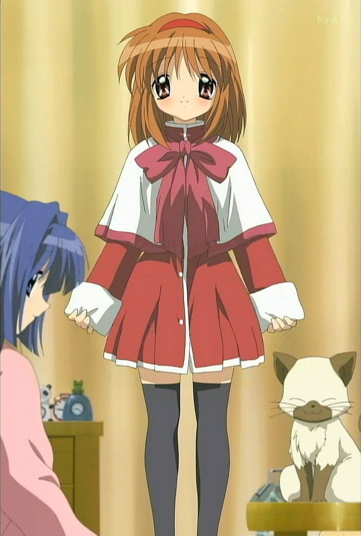 2girls alternate_costume cat kanon minase_nayuki multiple_girls piro red_skirt school_uniform screencap serafuku skirt thigh-highs tsukimiya_ayu zettai_ryouiki