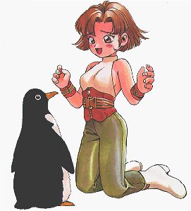 1girl annie_hamilton atlus bird chibi gouketsuji_ichizoku lowres official_art penguin simple_background