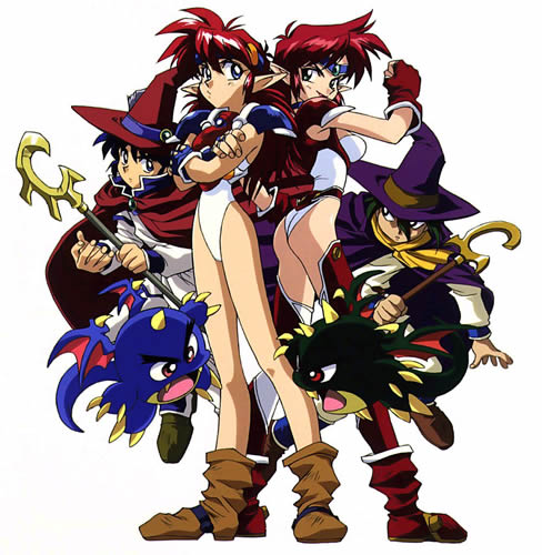 2boys 2girls 90s ass bat_wings breasts dark_persona elf gaw_(popful_mail) lowres mail_(popful_mail) multiple_boys multiple_girls official_art pointy_ears popful_mail popful_mail_(character) redhead simple_background standing tatto_(popful_mail) white_background wings wizard