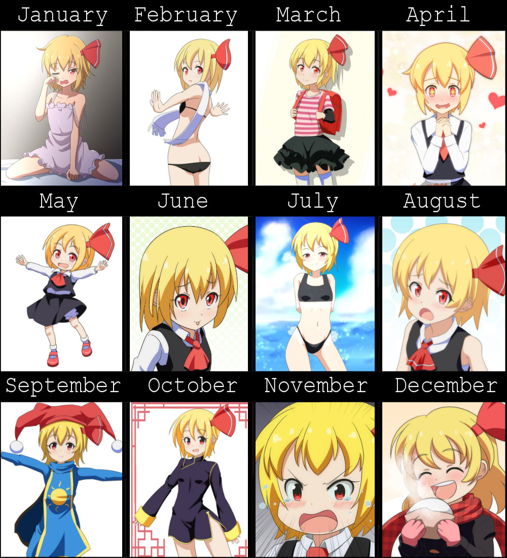 +_+ 1girl :d :p ^_^ alternate_costume angry annotated arms_behind_back ascor ascot backpack bag baozi bikini black_bikini blonde_hair blush cato_(monocatienus) charlotte_(seiken_densetsu_3) charlotte_(seiken_densetsu_3)_(cosplay) chart chibi china_dress chinese_clothes closed_eyes cosplay d: d:&lt; dress food hair_ribbon hands_clasped happy hat heart jester_cap looking_at_viewer nightgown one_eye_closed open_mouth outstretched_arms randoseru red_eyes ribbon rubbing_eyes rumia scarf seiken_densetsu seiken_densetsu_3 shirt short_hair side_slit skirt smile spread_arms steam striped striped_shirt sun_print swimsuit tabard tankini tears tongue tongue_out touhou