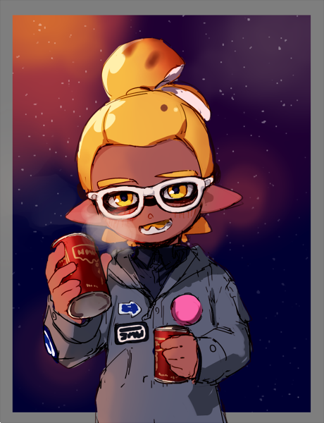 1boy chikasame dark_skin dark_skinned_male fangs glasses inkling looking_at_viewer male_focus pov splatoon tentacle_hair