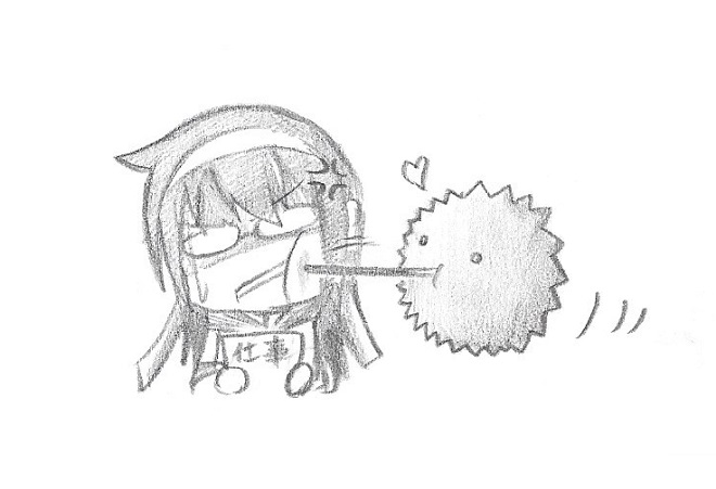 1girl anger_vein colored_pencil_(medium) dainamitee female food glasses greyscale hairband heart kantai_collection monochrome non-human_admiral_(kantai_collection) ooyodo_(kantai_collection) pocky pocky_kiss shared_food simple_background sketch solo traditional_media upper_body white_background